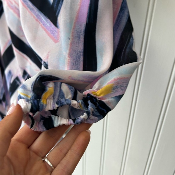 Melissa McCarthy Seven7 2X Abstract Button Down Shirt - Black, Pink, White - Picture 6 of 8